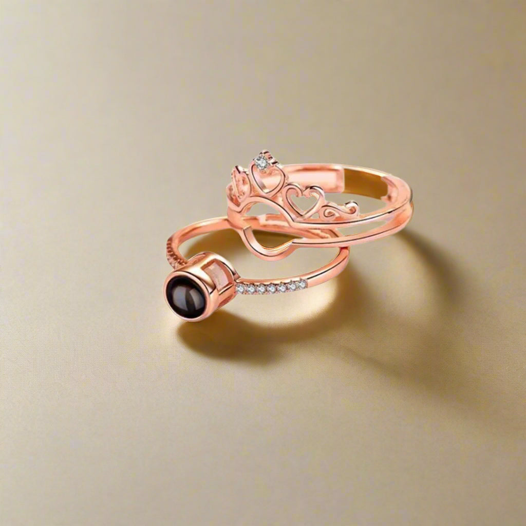 Royal Rose Gold Crown Ring (Assorted Color)