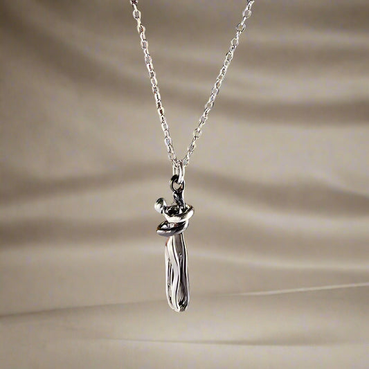Silver and Black Hug Couple Chain Pendant