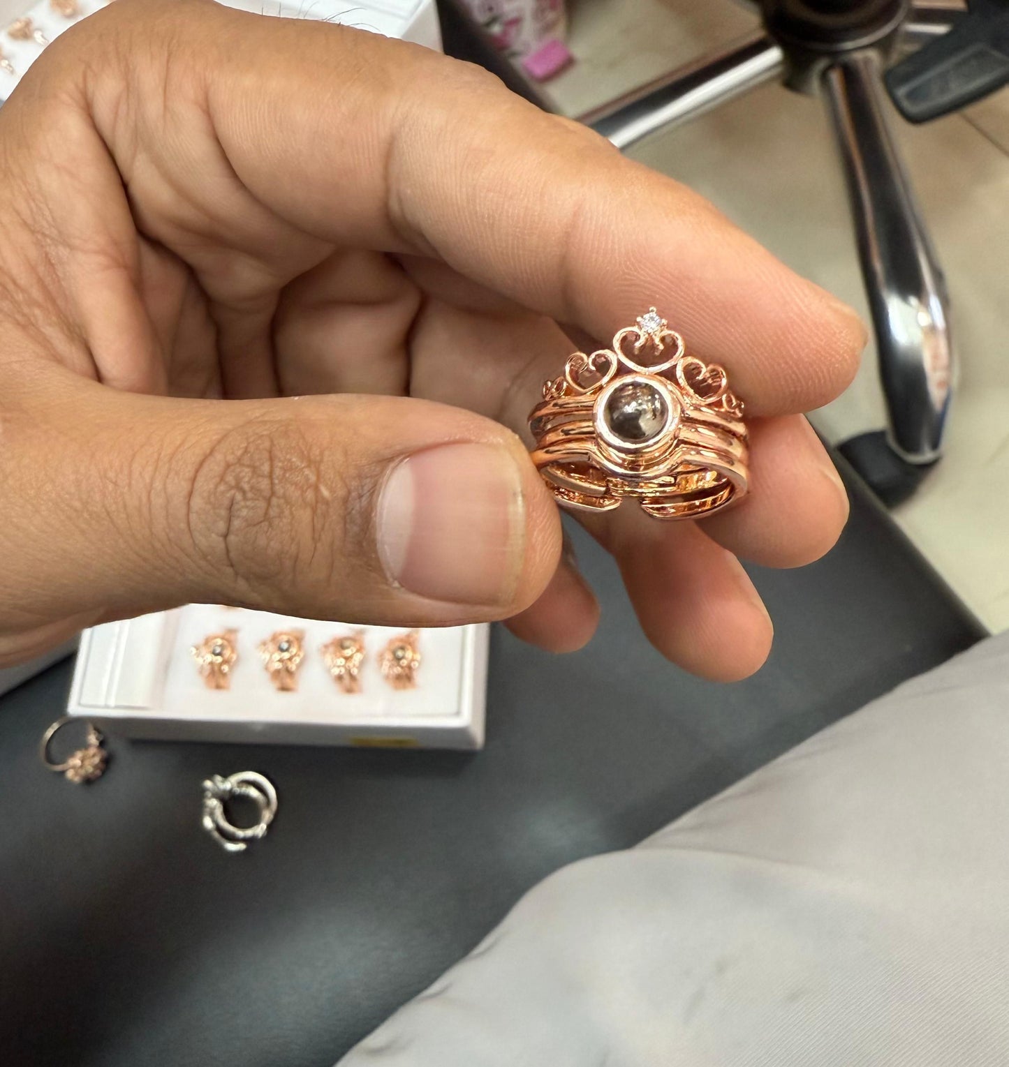 Royal Rose Gold Crown Ring (Assorted Color)