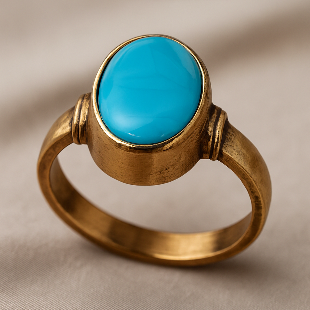 Turquoise Elegance – Antique Gold Plated Statement Ring