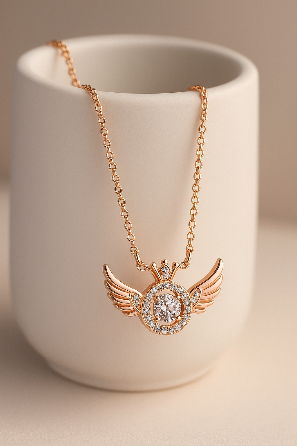 Rose Gold Angel Wings Pendant Chain