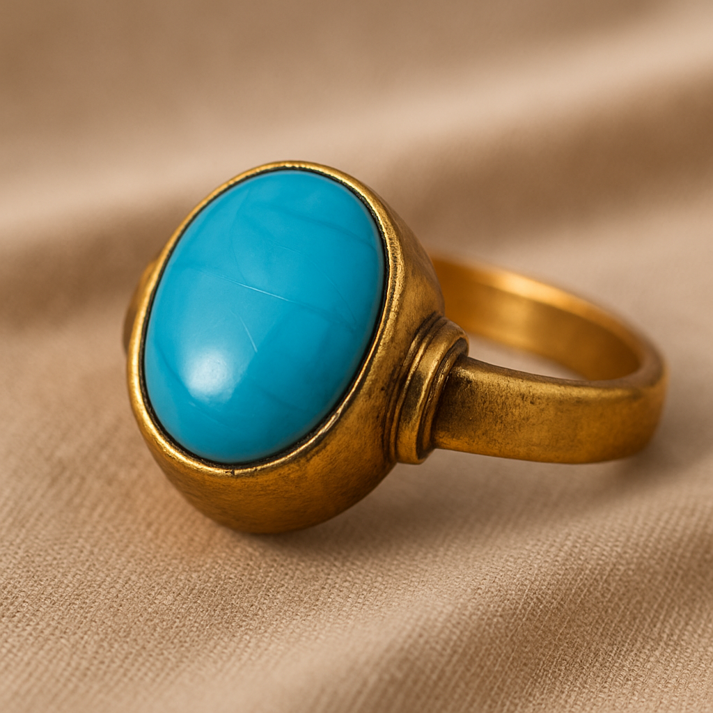 Turquoise Elegance – Antique Gold Plated Statement Ring