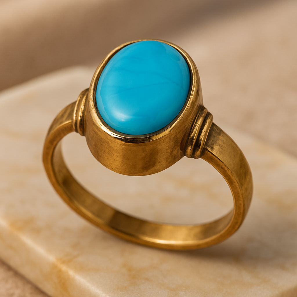 Turquoise Elegance – Antique Gold Plated Statement Ring